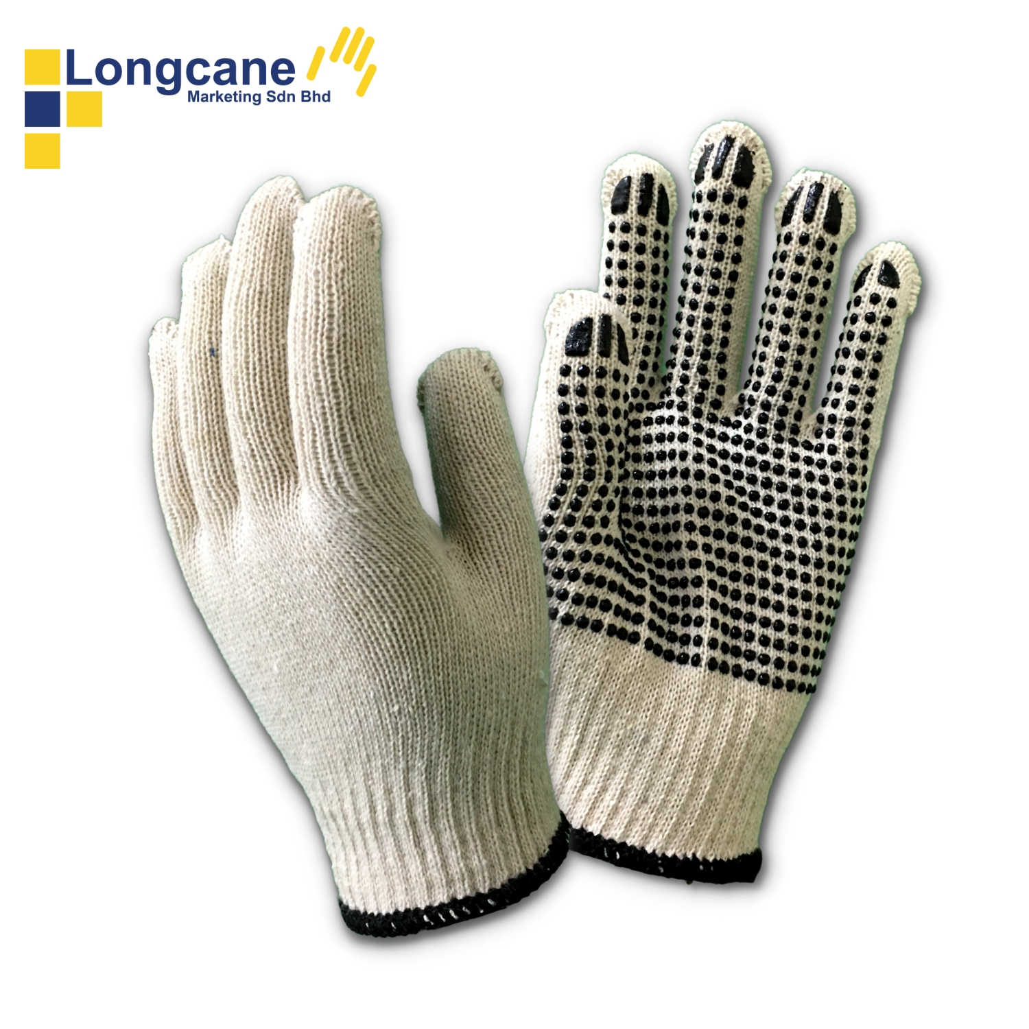 PVC Dots Black Cotton Gloves - Longcane Marketing Sdn. Bhd.